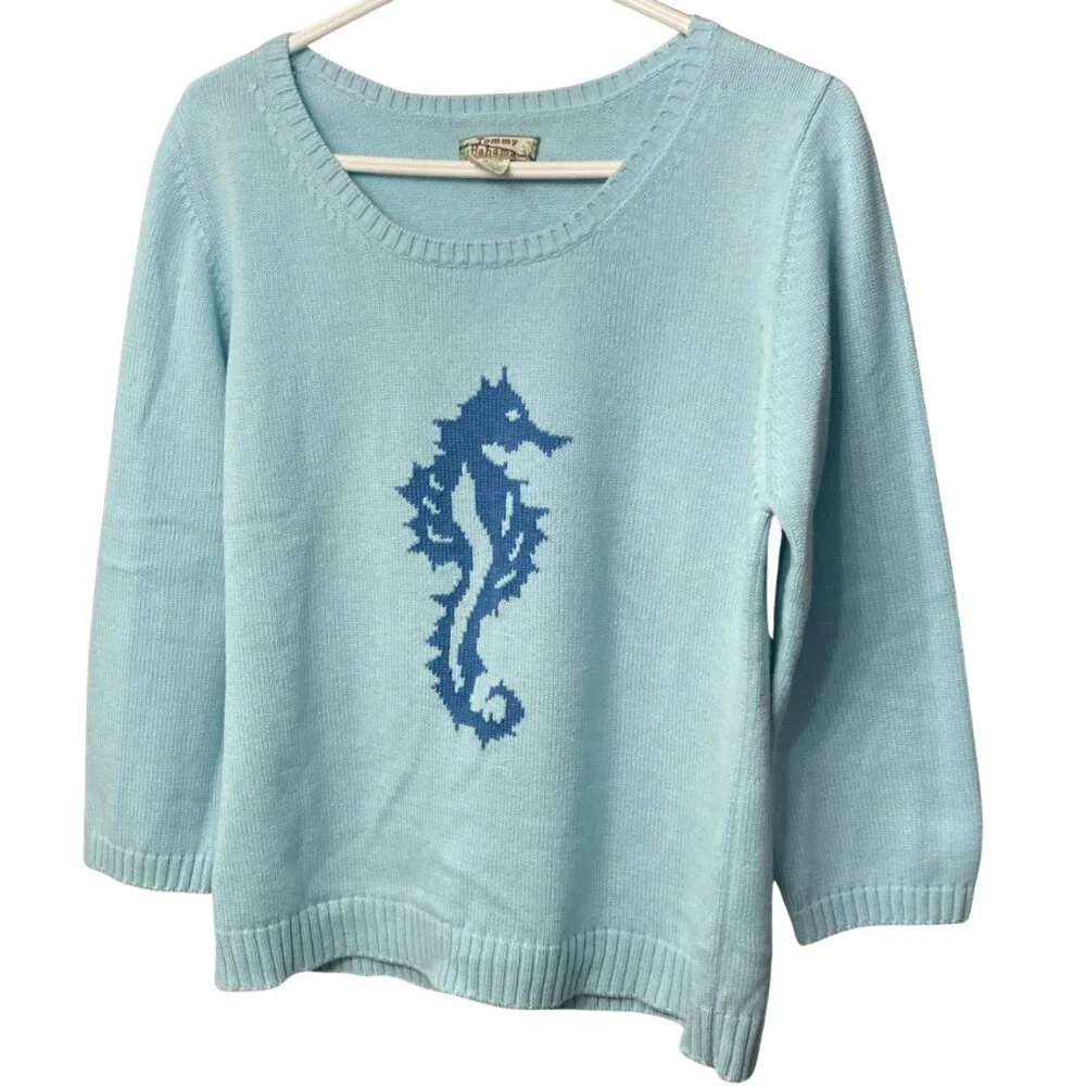 Tommy Bahama, XL, Cashmere Blend, Turquois Navy, Knit, Nautical, Beach, Cottage - Picture 3 of 4